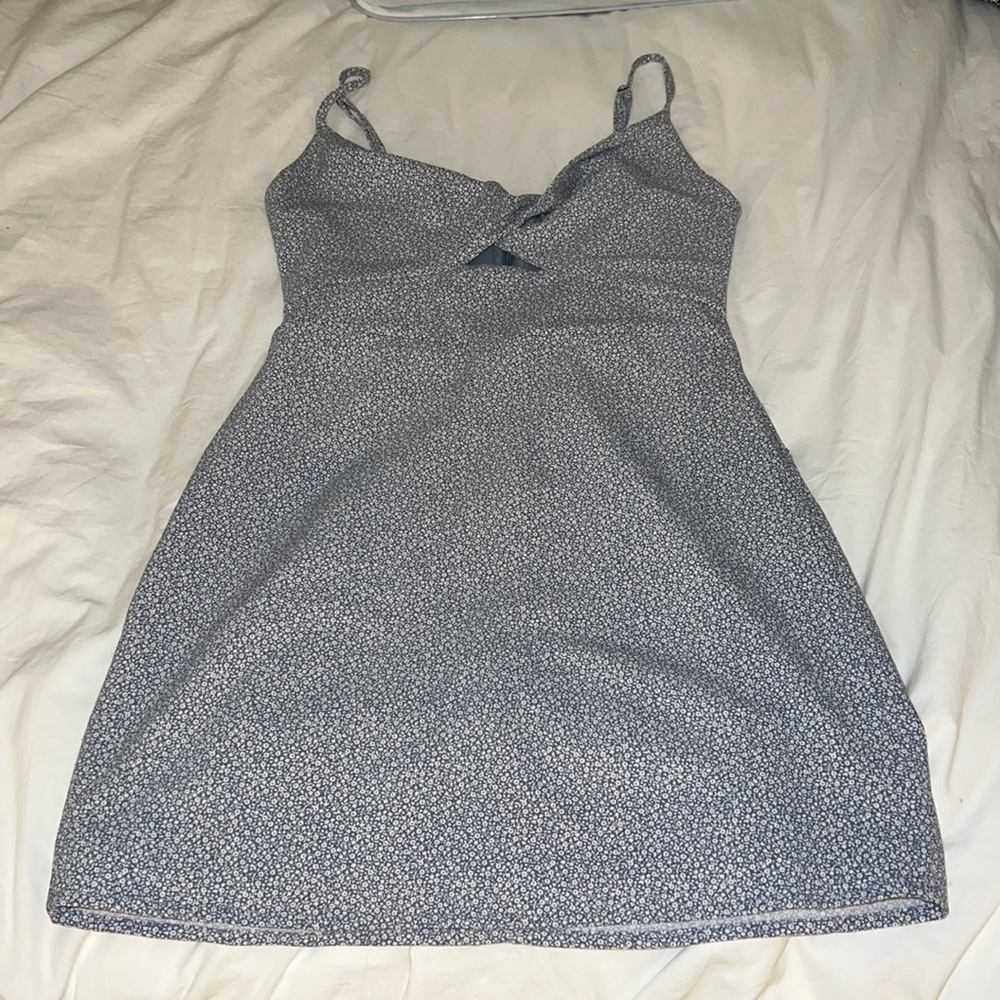 Blue key-hole strap dress